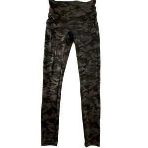 Spanx Faux Leather Camo Leggings Black Camo High Waisted Medium M